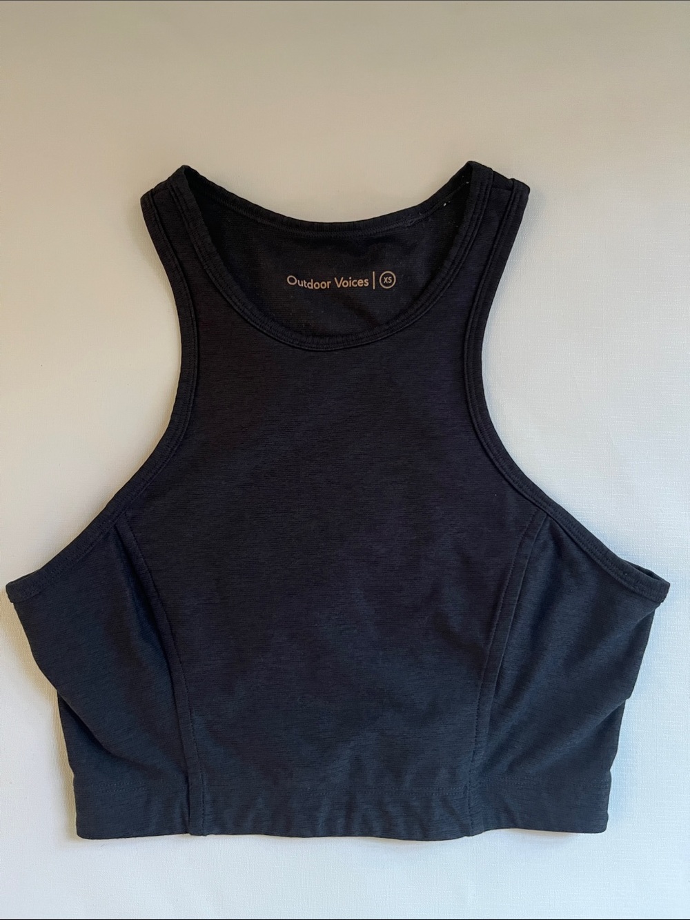 Outdoor Voices Black High-Neck Racerback Crop Top